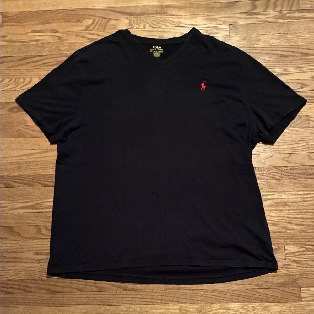 Polo by Ralph Lauren Men's Black Tee with Red Emblem